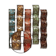 Set of 1 Multi Color Iron Wavy Panel Wall Decoration