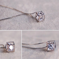 925 Sterling Silver Necklace for Women 14k White Gold Plated