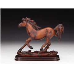 Running Horse With Wood Base Figurine