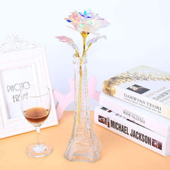 Valentines Day Gifts for Her Galaxy Rose Enchanted Crystal Flower, LED Colorful