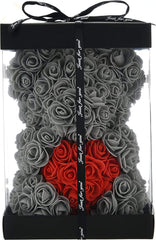 Rose Bear --Over 250+ Flowers on Every Rose Teddy Bear (gray, 10inch) (Gray)