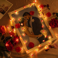 Fairy Romantic Red Rose String Lights, 30 LED 10 Ft Valentine's Day Flowers Lights w/ Timer