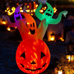 6ft Inflatable Halloween Spooky Three Pumpkin Ghost w/ LED Lights