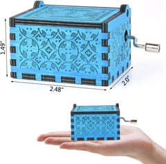 Can't Help Falling in Love Wood Music Box, Antique Engraved Best Gift for Valentines Day   (Blue)