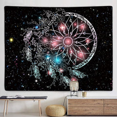 Colorful Pink Dreamcatcher Feather Galaxy Tapestry 60X40inches