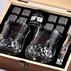 Gifts for Men Women, Whiskey Stones Set with Glasses, Drinking Gifts for Dad Husband Him, Ideas for Anniversary Birthday Wedding Housewarming, Unique Rocks Present for Liquor Bourbon Scotch