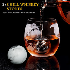 Gifts for Men Dad Christmas, Whiskey Decanter Globe Set with 2 Ball Stones & 2 Glasses, Anniversary Birthday Gifts for Him Husband Boyfriend, Unique Gift for Bourbon Scotch Liquor Vodka, Cool Stuff