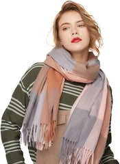 Classic Plaid Tartan Scarf for Women Men Soft Check Tassel Scarves SC316