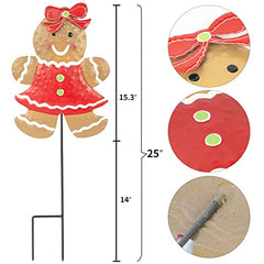 24.8 inch Gingerbread- 2 Pack Christmas Metal Stakes Decoration