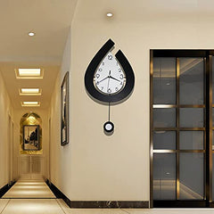 Large Modern Wall Clocks w/ Pendulum Battery Operated, 22.4" Non Ticking
