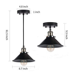 Industrial Pendant Lighting w/ Metal Rustic Bronze &  Black Finish Fixture (3 Pack)