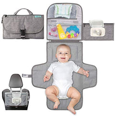 Portable Changing Pad for Newborn Girl & Boy w/ Smart Wipes Pocket â€?Waterproof