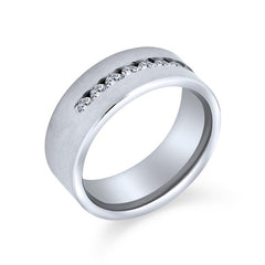 CZ Mens Titanium Wide Wedding Band Ring 8MM for Men -Size - 7