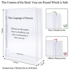 Book Vase for Flowers Home Décor,Artistic and Cultural Flavor Decorative Acrylic Clear Vase