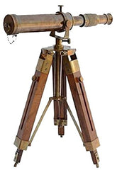 Nautical Brass Antique Telescope Spyglass w/ Wooden Stand Home Decor