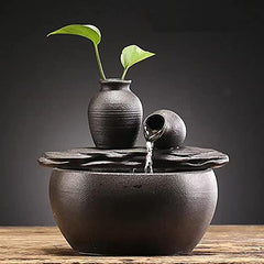 Ceramic Fountain for Home Decoration- Black