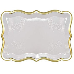 10 Rectangle Trays with Gold Rim Border for Elegant Dessert Table Serving