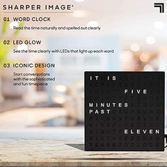 Electronic Word Clock w/ LED Light Display, USB Cord and Power Adapter, 7.75â€?Square Face