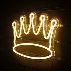Large Led Crown Neon Light Wall Hanging Lights Art Decoration (White)