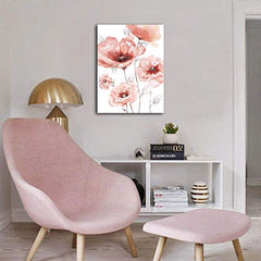 Red Elegant Flowers Wall Art Abstract Canvas Framed Ready to Hang 12" x 16"