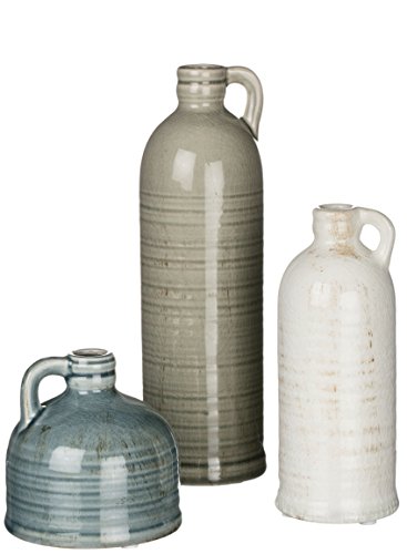 Ceramic Jug Vase Set of Three (3), 4â€? 7.5â€?& 10â€?Crackled Finish