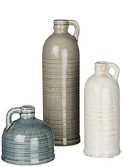 Ceramic Jug Vase Set of Three (3), 4â€? 7.5â€?& 10â€?Crackled Finish