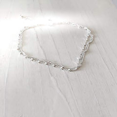 Double Layered Sterling Silver Bracelet, Length 6.5-7.5 Inches, Stranded Satellite Chain Bracelets for Women,