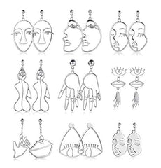9 Pairs Face Hand Earrings for Women