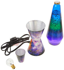 Lava Lamp 2600 14.5-inch, with Silver Glitter Clear Liquid, Tri-Colored Globe Galaxy Base