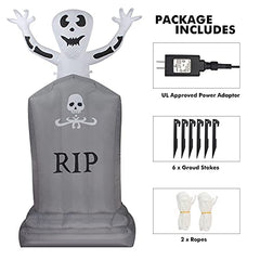 6FT Halloween Inflatables Tombstone w/ Ghost w/ LED