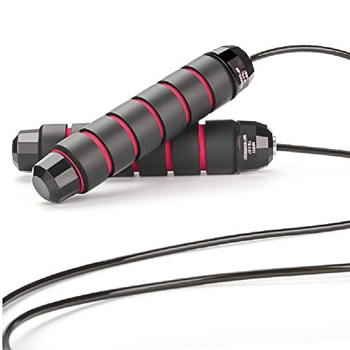 Skipping Rope w/ Ball Bearings Rapid Speed Jump Rope Cable & d 6â€?Memory Foam Handles