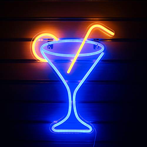Cocktail Martini Neon Signs for Room Night Light Decoration USB Operated (17”x 13â€?