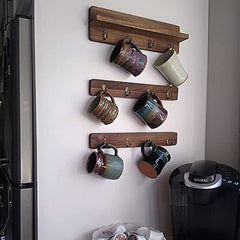Vintage Wood Coffee Mug Holder Stand /Wall Mounted, Holds 12 Mugs,Set of 3
