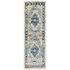 Caprice Boho Non Skid Runner Rug Blue, 2' x 6'