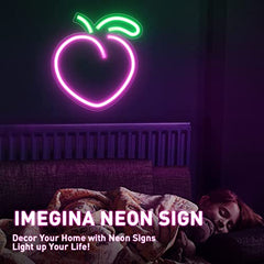 Peach Neon Sign, 8.9 x9.2 Inch, USB Powered Hot Pink w/ Switch