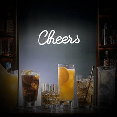 Cheers Neon Sign, LED Neon Light for Wall Decor, USB Powered- White