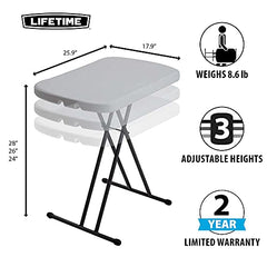 Adjustable Folding Laptop Table TV Tray, 26 Inch, White Granite
