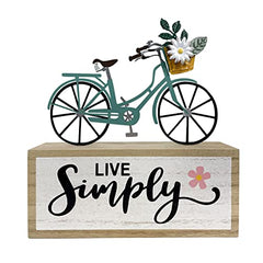 Block Bicycle Live Simply Sign Decoration for Home 10”x 5"