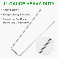 100 Packs Heavy Duty 11 Gauge Galvanized Steel Garden Stakes Staples