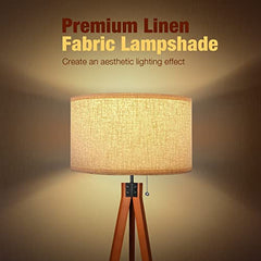 Tripod Wood Floor Lamp, w/  3 Color Temperature, (Bulb Included)