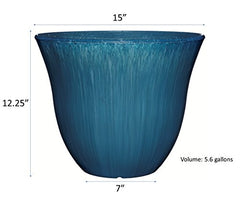 Honeysuckle Planter, Patio Pot, 15" Ocean