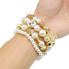 Pearl Charm Bracelet Set for Women