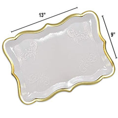 10 Rectangle Trays with Gold Rim Border for Elegant Dessert Table Serving