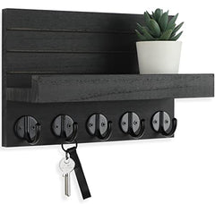 Key Holder for Wall, Decorative Key and Mail Holder with Shelf Has Large Key Hooks for Bags, Coats, Umbrella