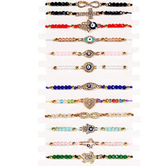 Colorful Evil Eye Bracelets Adjustable String knot Buckle Cross