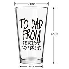 16 OZ Funny Beer Glass for Fathers Day Dad Gifts