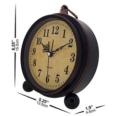 Vintage Alarm Clock, Analog Silent Small Desk Clock Battery Operated