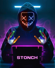 Halloween Mask Skeleton Gloves Set, 3 Modes Light Up Scary LED Mask with LED Glow Gloosture