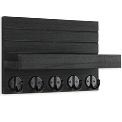 Key Holder for Wall, Decorative Key and Mail Holder with Shelf Has Large Key Hooks for Bags, Coats, Umbrella