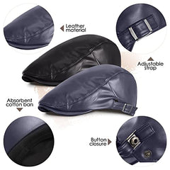 3 Pieces Pu Leather Hats for Men